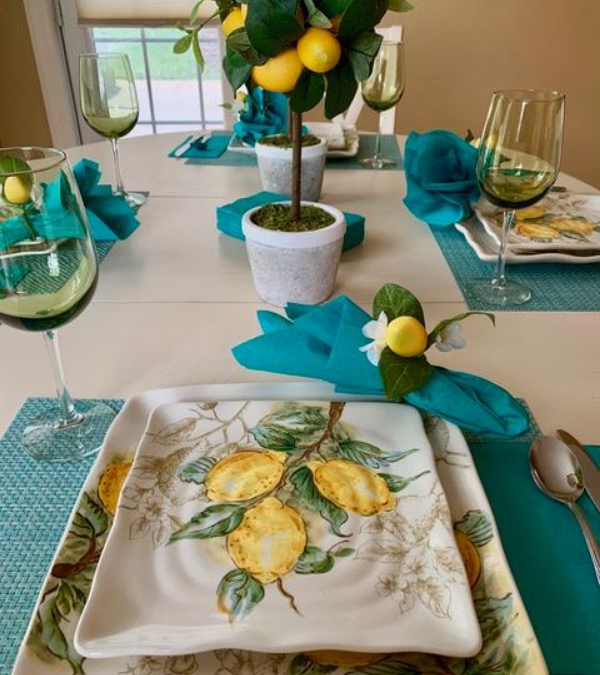 A Casual Tablescape For Four Using Lemons