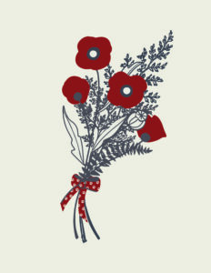 Floral Postcard With Paw Print Ribbon