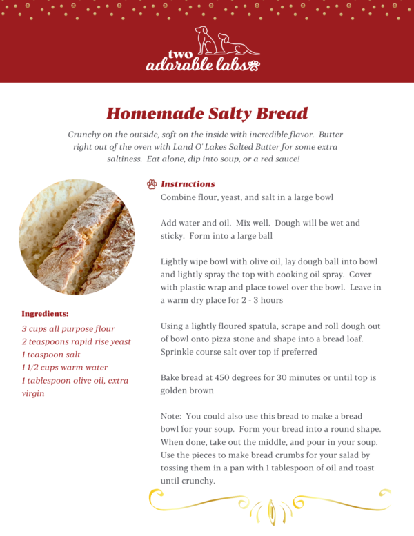 Homemade Salty Bread Recipe Card