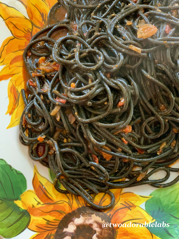 Black Spaghetti | www.twoadorablelabs.com