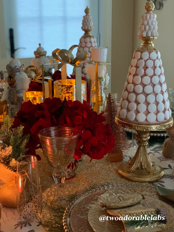 New Years Table With Pink And Red | www.twoadorablelabs.com | #newyearseve#newyear#2024#candles#avaspetpalace#tablescape