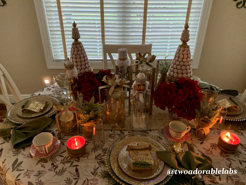 New Years Table With Pink And Red | www.twoadorablelabs.com | #newyearseve#newyear#2024#candles#avaspetpalace#tablescape