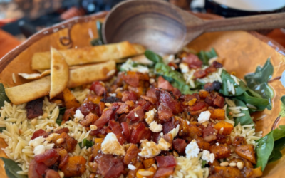 Butternut Squash Orzo Spinach Salad With Candied Bacon