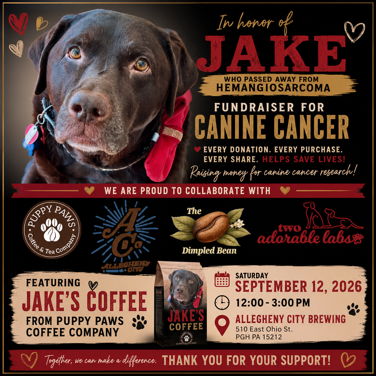Jake's Fundraiser Canine Cancer | www.twoadorablelabs.com