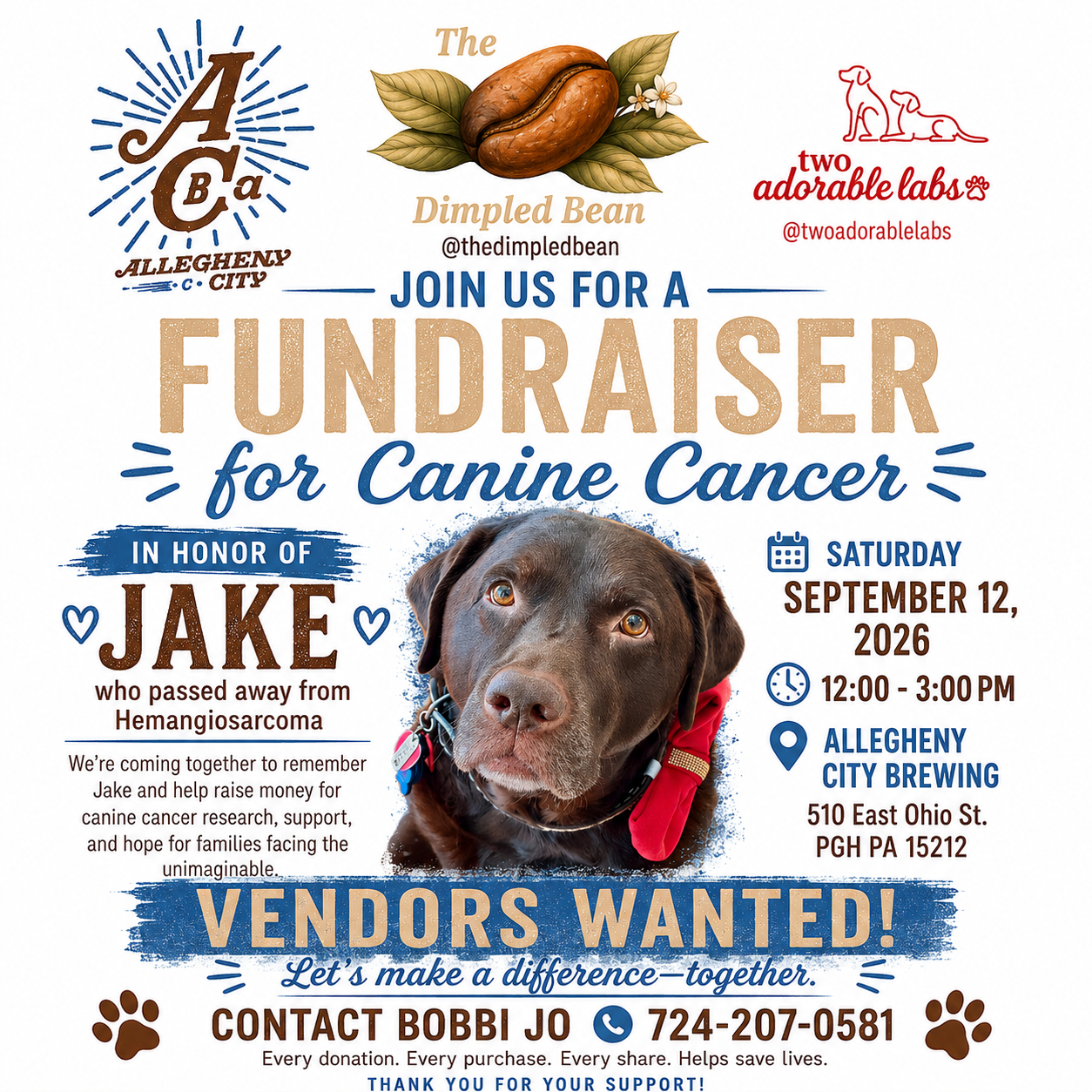 Jake's Fundraiser Canine Cancer | www.twoadorablelabs.com